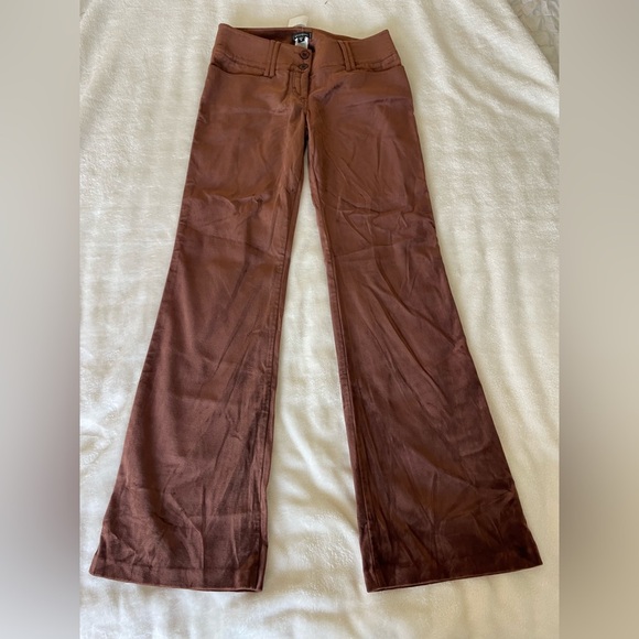Bebe Y2K Chocolate Brown Velour Boho Pants - Picture 1 of 8
